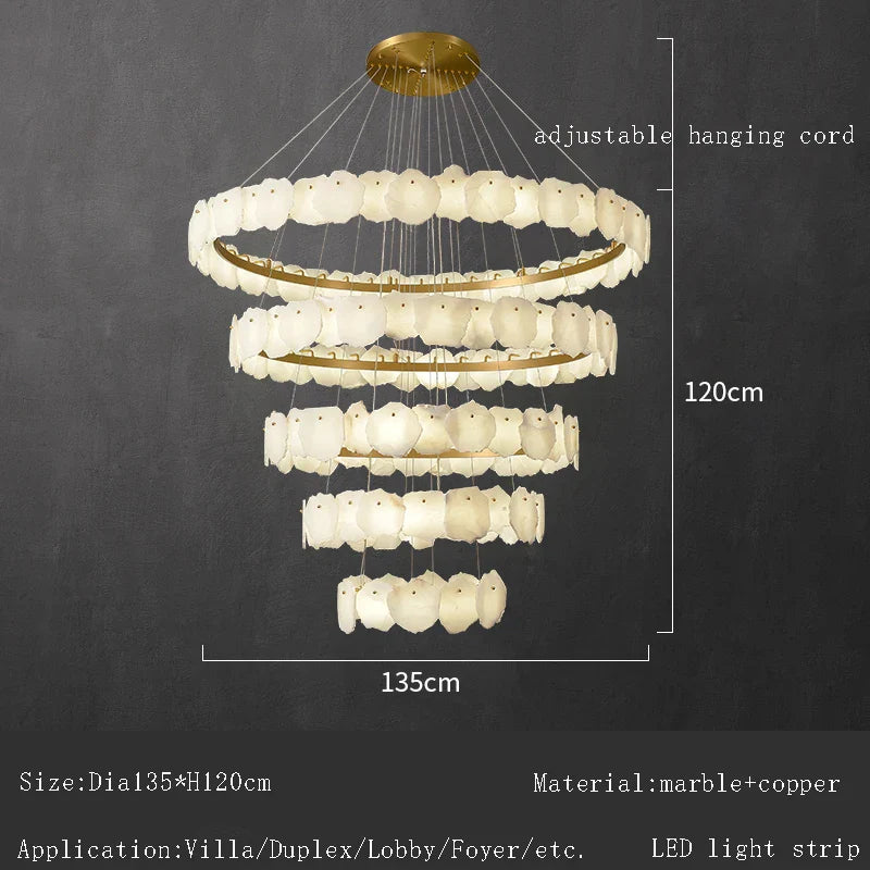 Afralia™ Spanish Marble Brass Chandelier: Luxury LED Lighting for Hotels & Villas