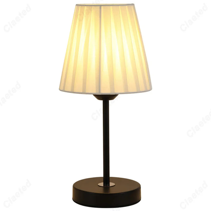 Afralia™ Nordic Retro Pleated Table Lamp LED Night Light for Bedroom Atmosphere