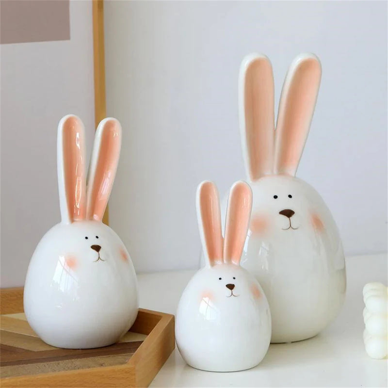 Afralia™ Long Eared Rabbit Head Home Decoration Living Room Ornament Bunny Crafts