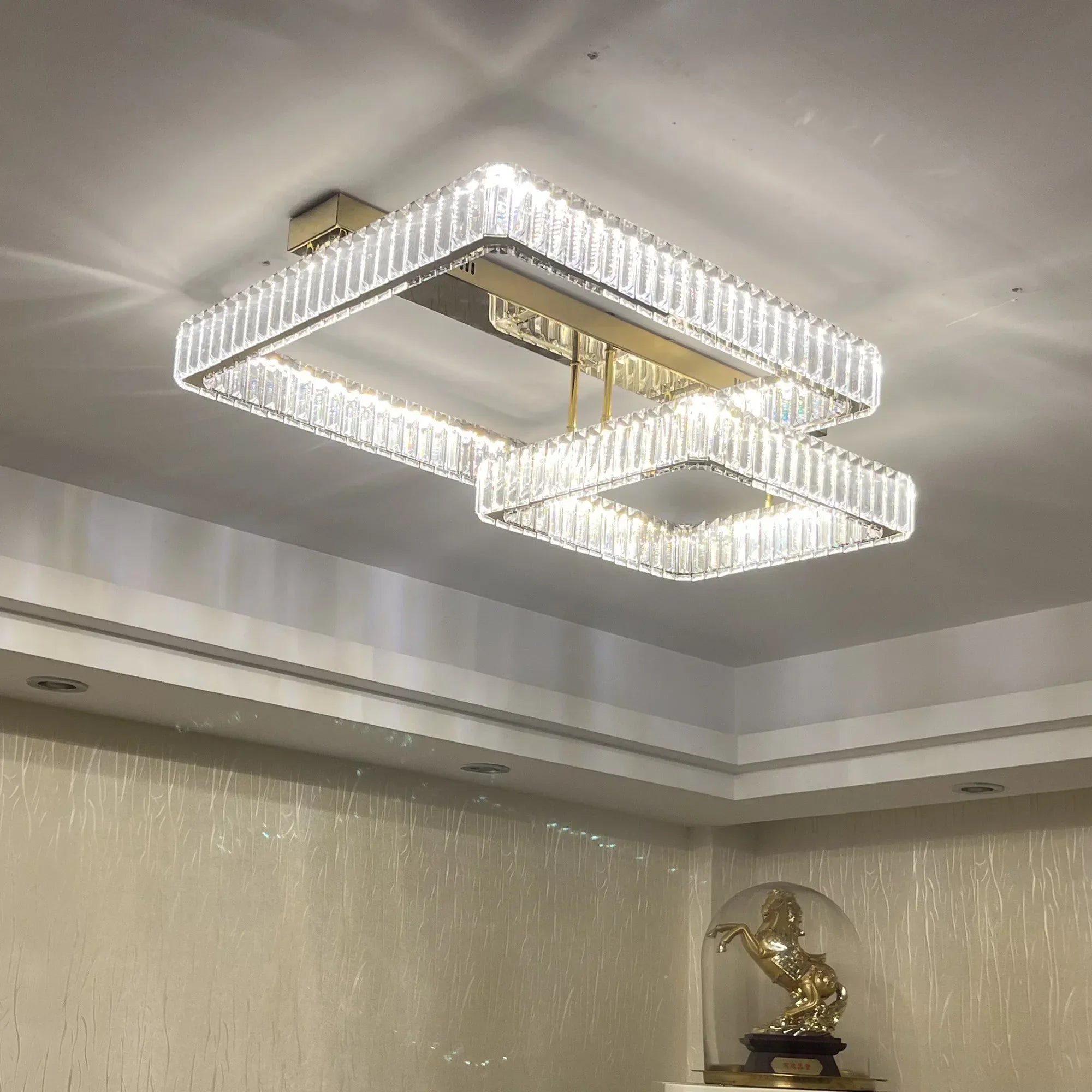 Afralia™ Crystal Luxury Ceiling Light for Living Room Bedroom Restaurant - Dimmable & Modern