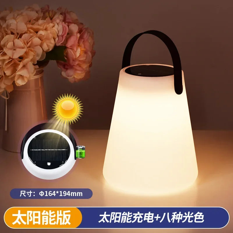 Afralia™ Solar Powered LED Tabletop Lantern with USB Rechargeable Battery