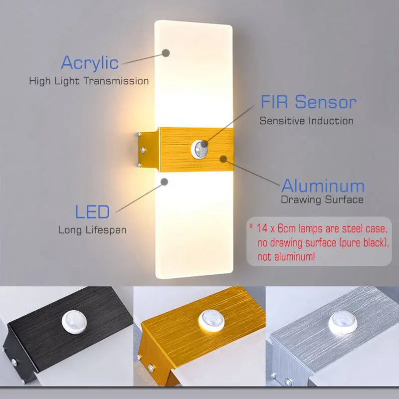 Afralia™ LED Motion Sensor Wall Light for Hallway Stairway Bedroom - Smart Sensing AC85-265V