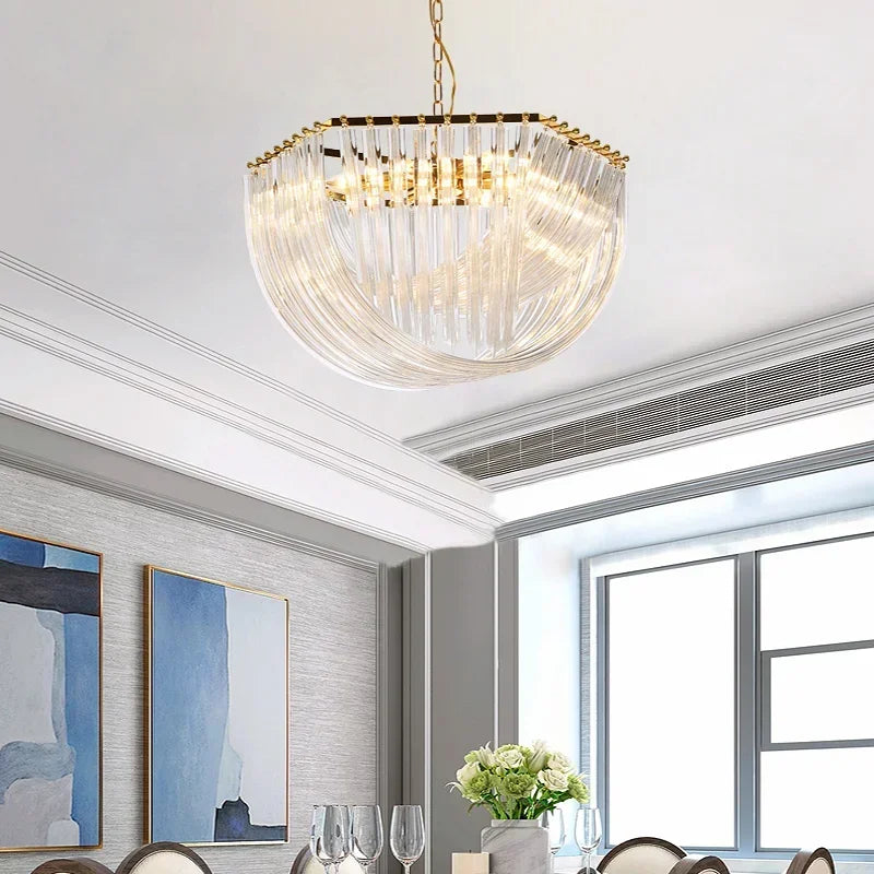 Afralia™ European Style Crystal Chandelier Pendant Light for Loft Living Room, BedRoom, Home Decor