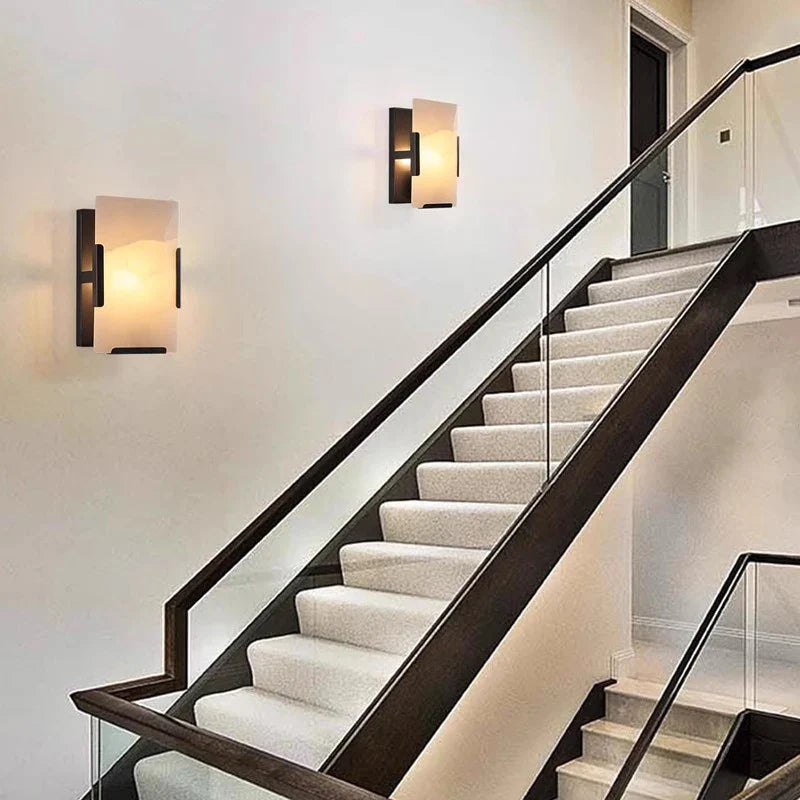 Afralia™ Copper Marble LED Wall Lamp for Home Decor and Living Room Lighting