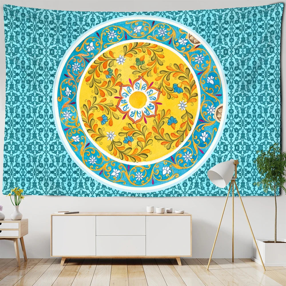 Afralia™ Geometric Mandala Tapestry Wall Hanging - Psychedelic Hippie Home Decor