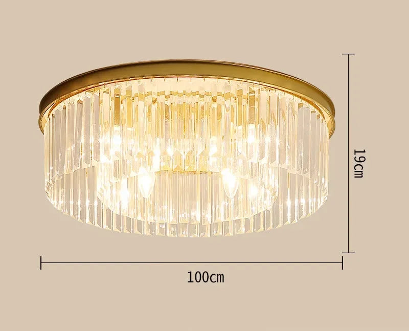 Afralia™ Metal Crystal Pendant Light Chandelier for Living Room, LED Hanging Lamp