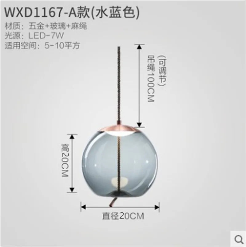 Afralia™ Glass Pendant Light Brokis Shade Nordic Bedroom Kitchen Luminaria