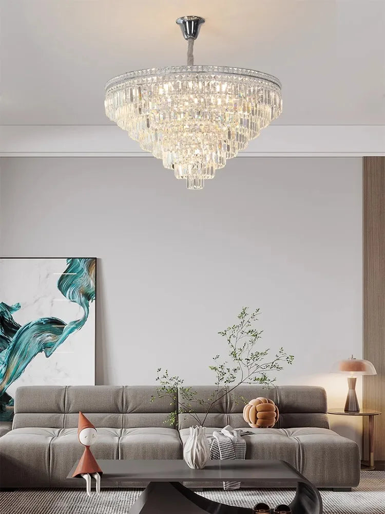 Afralia™ Clear Crystal Gold Chandelier: Modern Luxury LED Ceiling Light for Elegant Home Decor