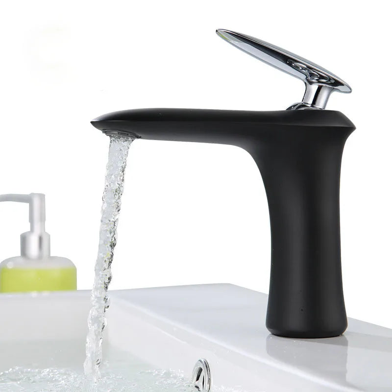 Afralia™ Black & White Brass Bathroom Faucet with Single Lever Control