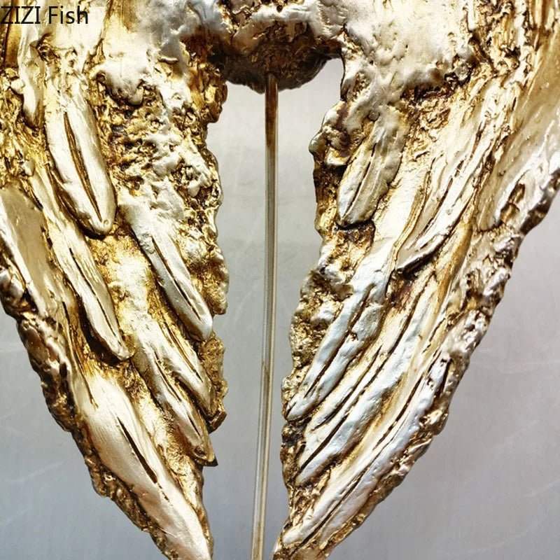 Afralia™ Angel Wings Sculpture Desk Ornament Home Decor Statue Aesthetic Artwrok