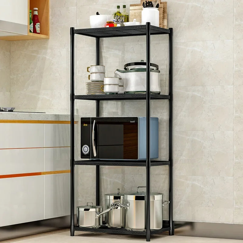 Afralia™ Metal 4-Layer Storage Shelf for Living Room, Bathroom, and Kitchen