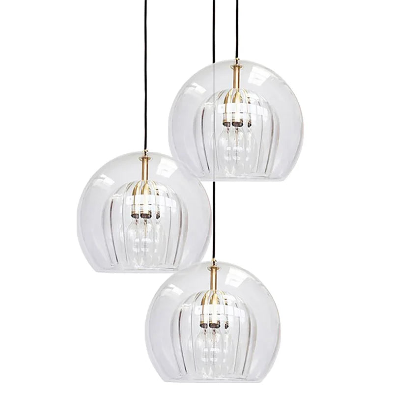 Afralia™ Gold Glass Ball Pendant Light for Dining Room & Bedroom Decor
