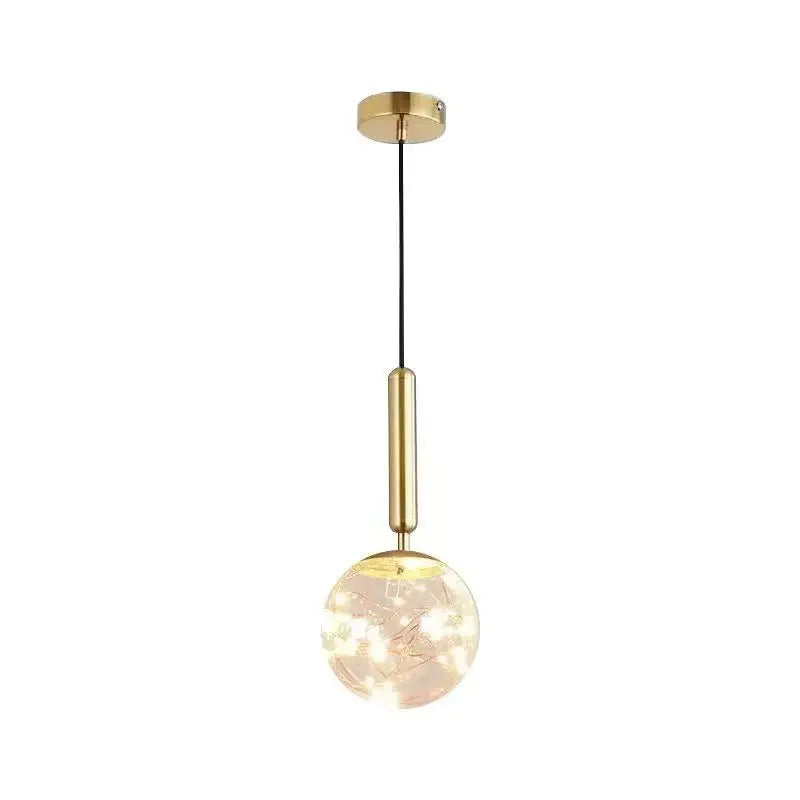 Afralia™ Starry Sky Glass Ball LED Pendant Light: Modern Gold/Black Lamp for Home Lighting.