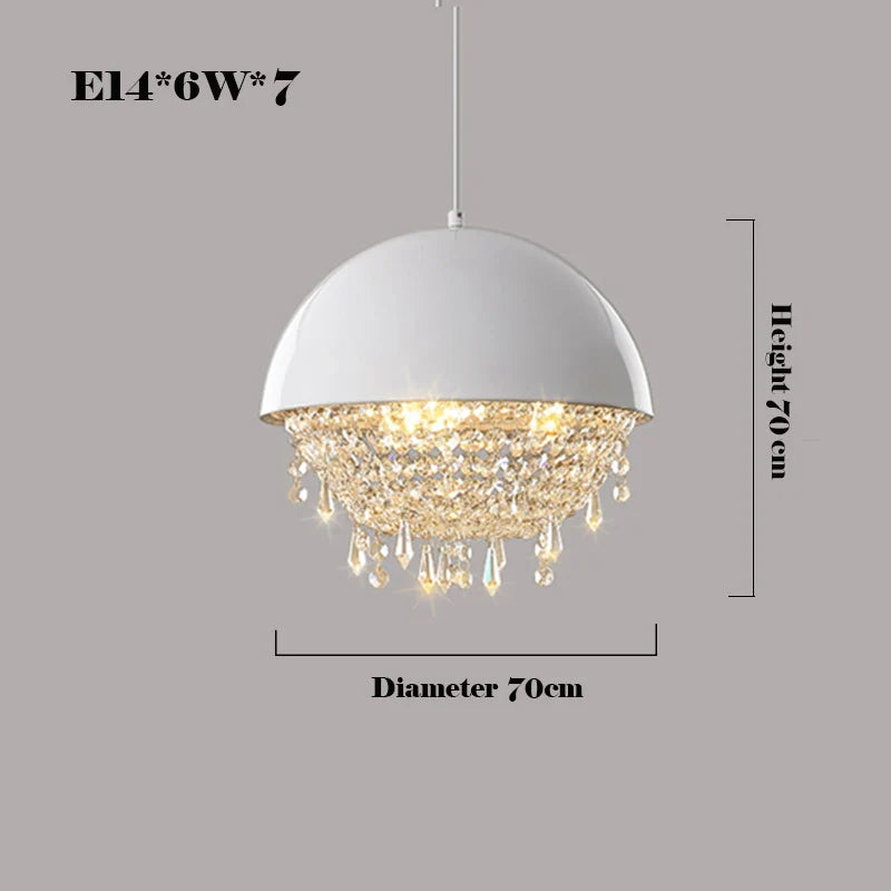 Afralia™ Modern Black White Hemisphere Hanging Chandelier Pendant Light for Living Dining Room