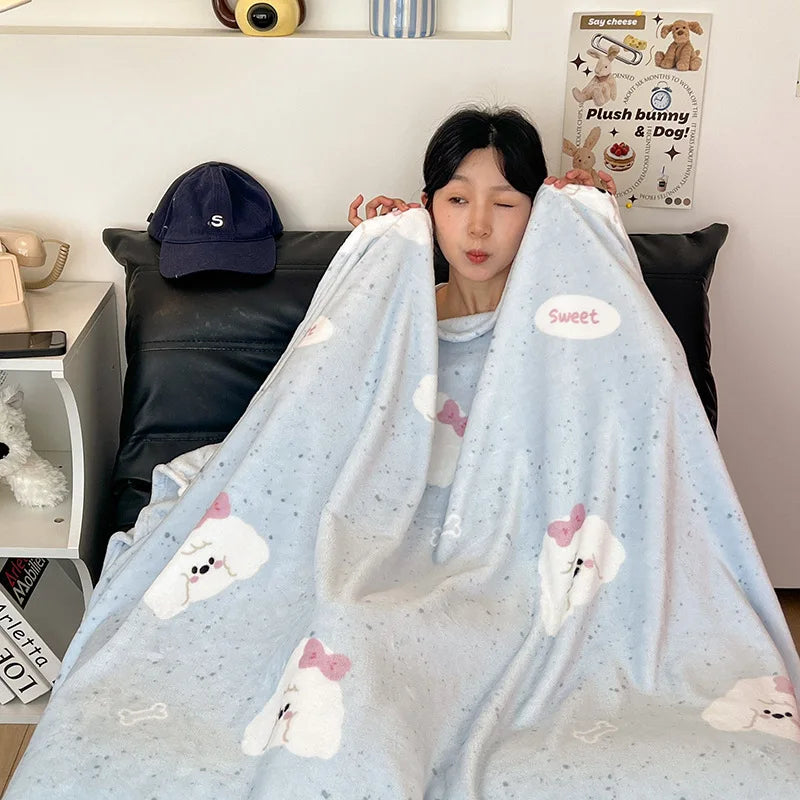 Afralia™ Double-Sided Thin Velvet Printed Blanket for Adults - Spring Autumn Bedding & Sofa Decor