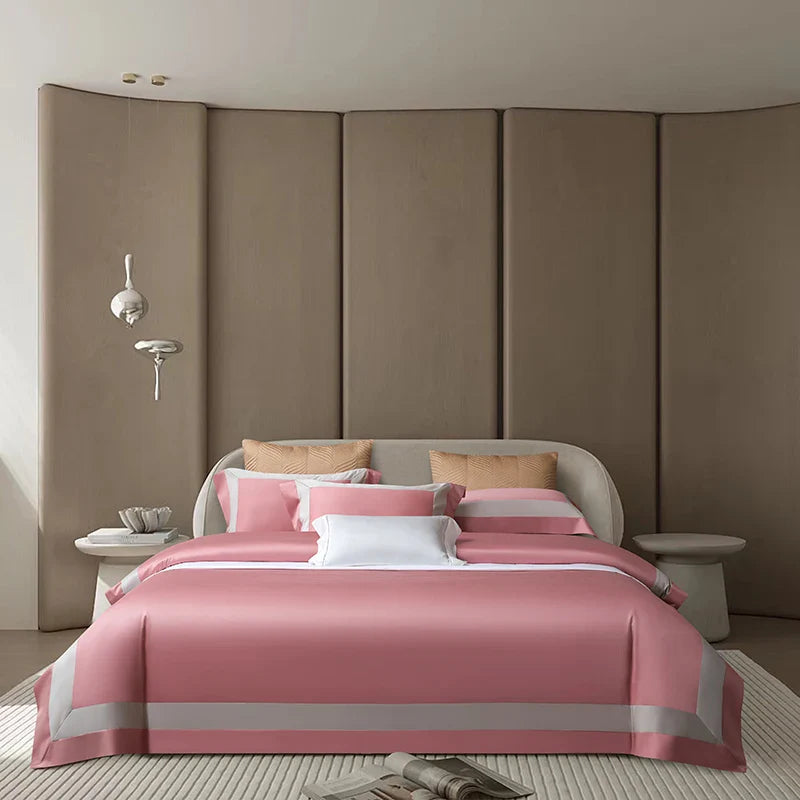 Afralia™ Luxury Egyptian Cotton Solid Color Bedding Set 4Pcs