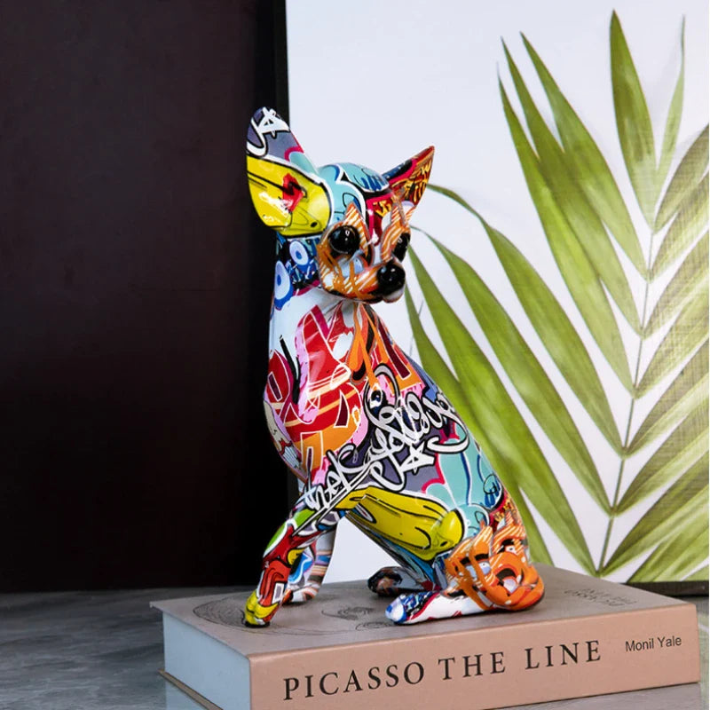 Afralia™ Chihuahua Splash Color Art Statue Crafted from Colorful Resin