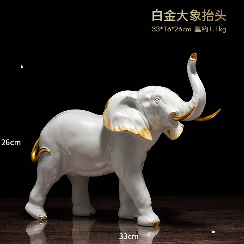 Afralia™ Elephant Resin Sculpture Ornaments for Modern Living Room Decor