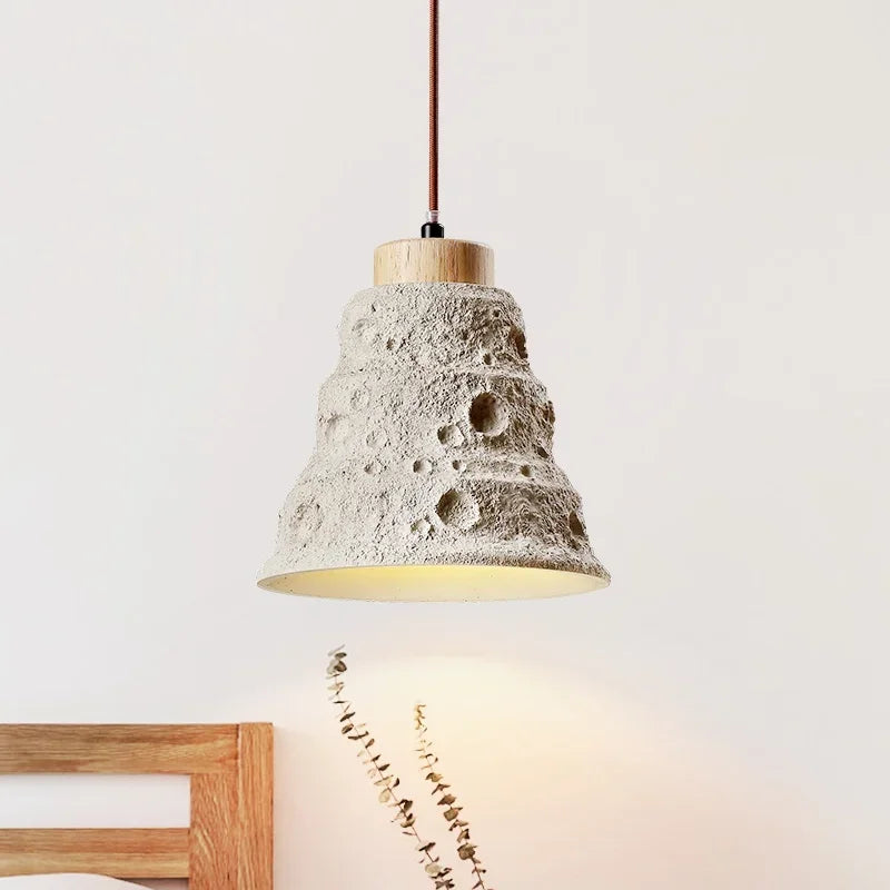 Afralia™ Modern Retro Cement Irregular Pit Pendant Lights for Restaurant Bedroom Living Room