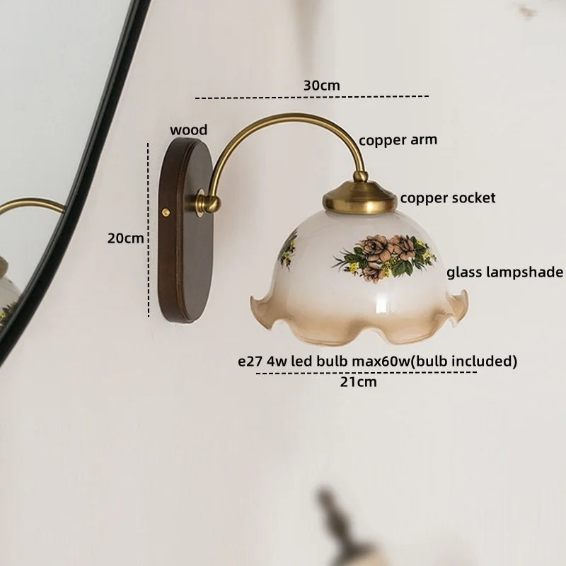 Afralia™ Iron Glass LED Wall Lights Modern Bedside Lamp 4w Bulb for Bathroom Bedroom Living Room