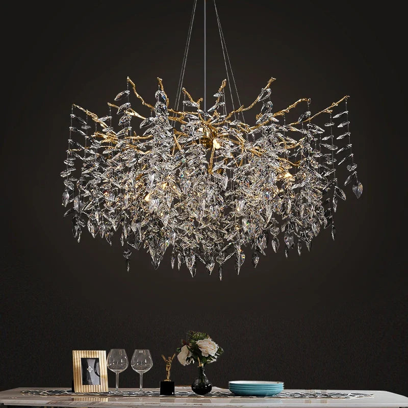 Afralia™ Silver Crystal Chandelier Pendant Light: Nordic Luxury Design for Living Room, Dining Room