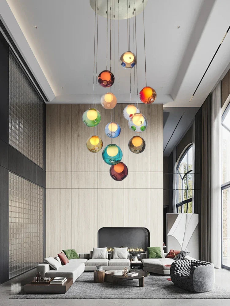 Afralia™ Colorful Balls Chandelier: Modern Dimmable Rectangle Dining Room & Bedside Hanging Lamp