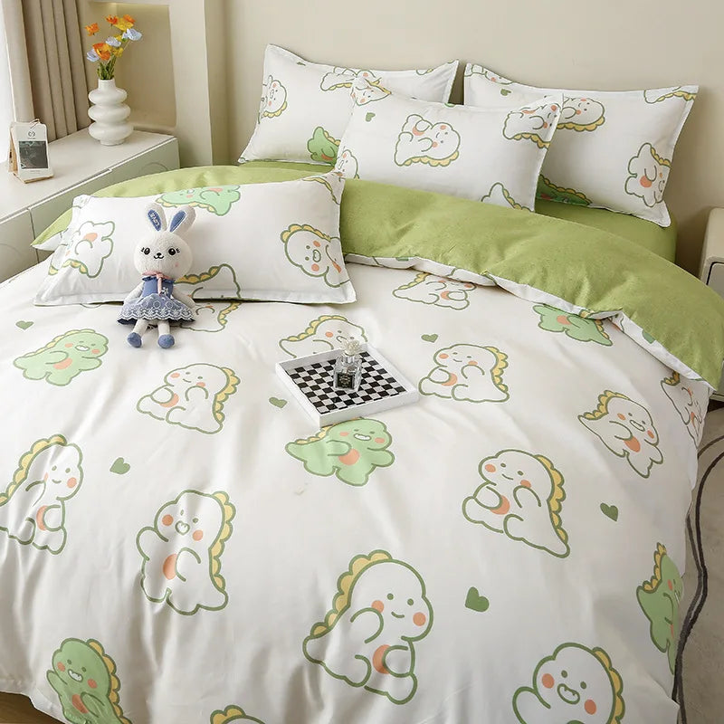 Afralia™ Cartoon Lattice Floral Geometric Pattern Bedding Set