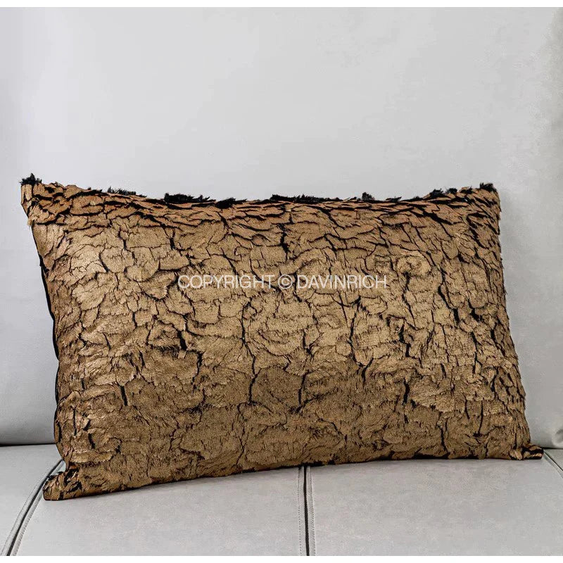 Afralia™ Luxe Gold Foil Fabric Texture Waist Cushion Cover 30x50cm