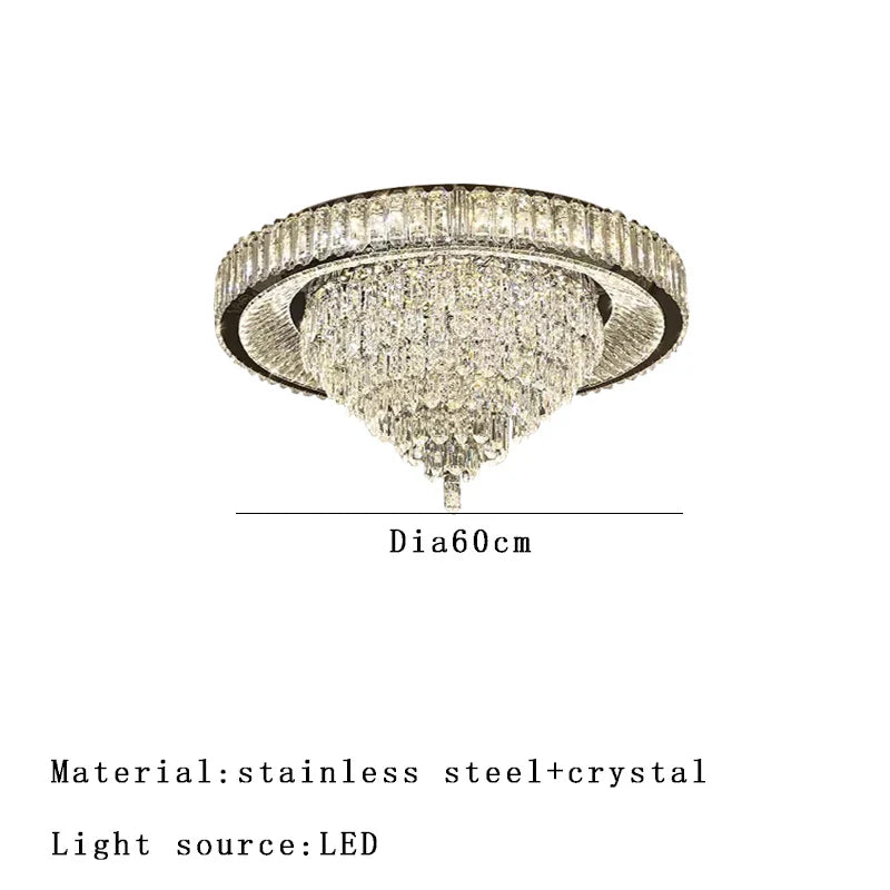 Afralia™ Cone Crystal Ceiling Chandelier - Stainless Steel Luxury Living Room Decoration