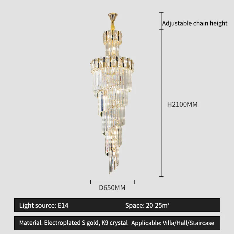 Afralia™ Rotating Crystal Stairwell Chandelier