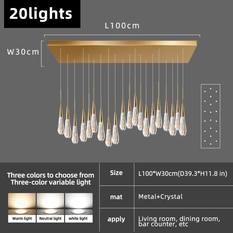 Afralia™ Irregular Crystal Chandelier Nordic Pendant Light for Hotel Lobby