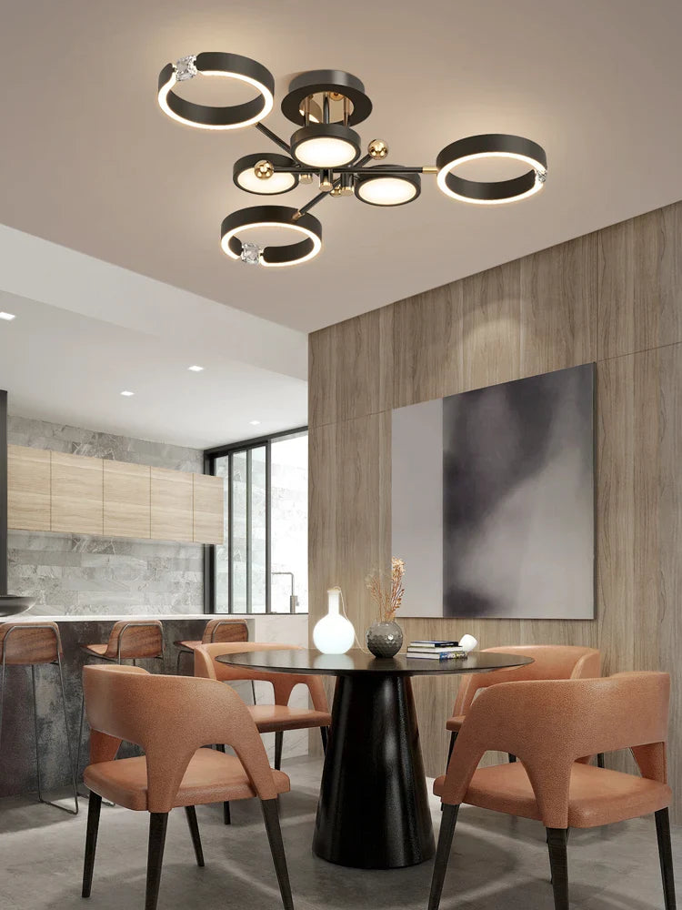 Luxury Gold Aluminum Chandelier with Remote Control for Living Room Bedroom Decor - Afralia™