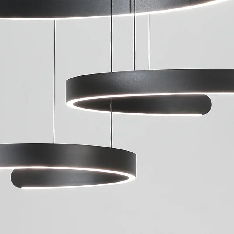 Afralia™ Black LED Chandelier Pendant Light for Foyer Stairs Bar, Minimalist Indoor Hanging Lamp