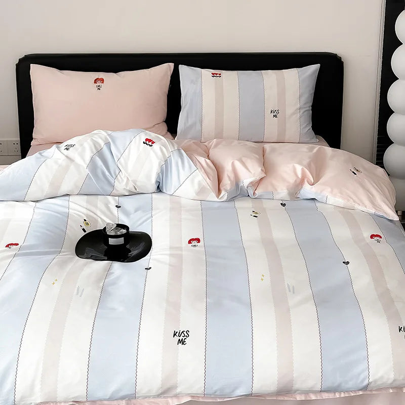 Afralia™ Embroidered Cotton Duvet Cover Set, King Size Bedding Set with Soft Bed Sheet