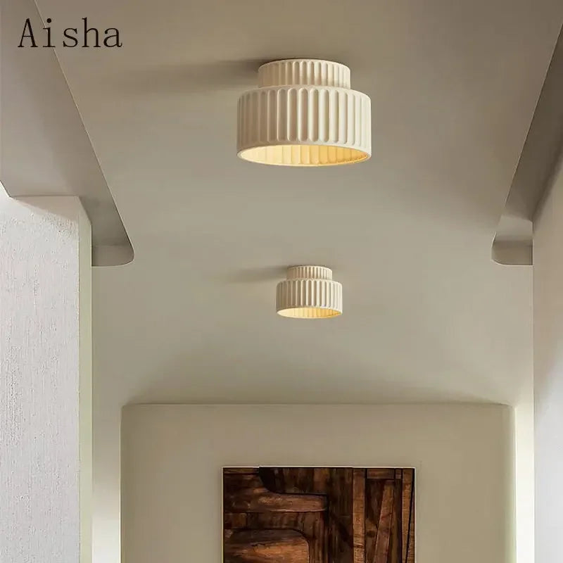 Afralia™ Wabi-sabi Cream Ceiling Lamp - Designer Nordic Bedroom Lighting