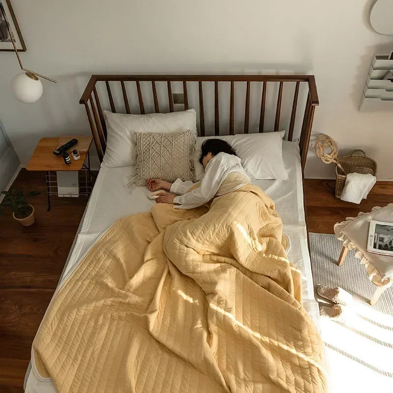 Afralia™ Soft Cotton Summer Quilt, Skin-Friendly & Washable Single/Double Blanket