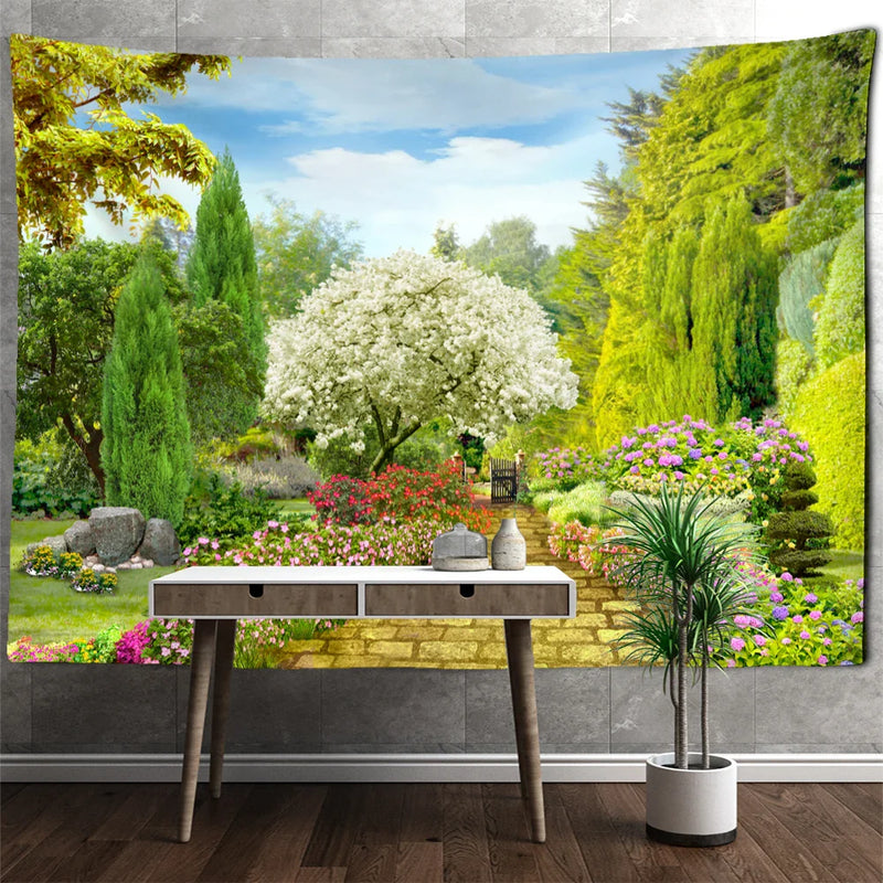 Afralia™ Natural Bohemian Garden Tapestry Home Decor