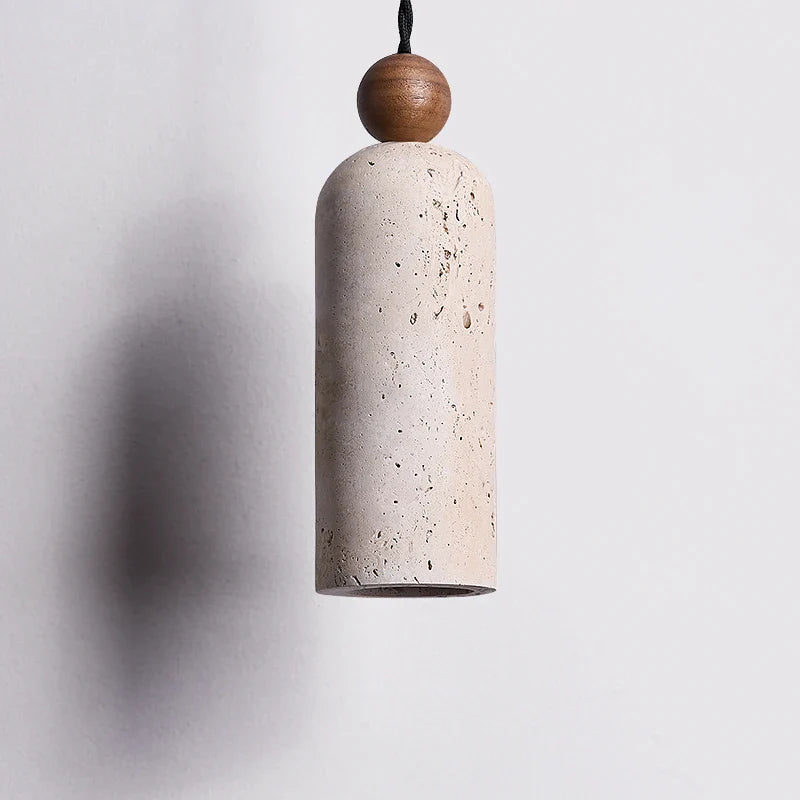 Nordic LED Pendant Lamp Wood Hanging Light Fixture by Afralia™ - Yellow Travertine