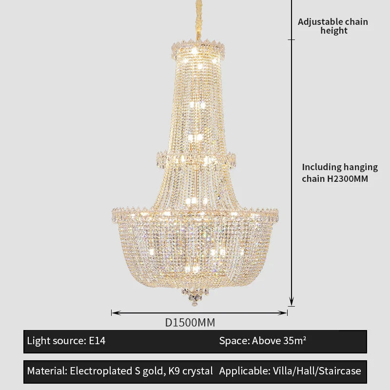 Afralia™ Crystal Luxe Chandelier for Villa Hotel Living Room - European Modern Style