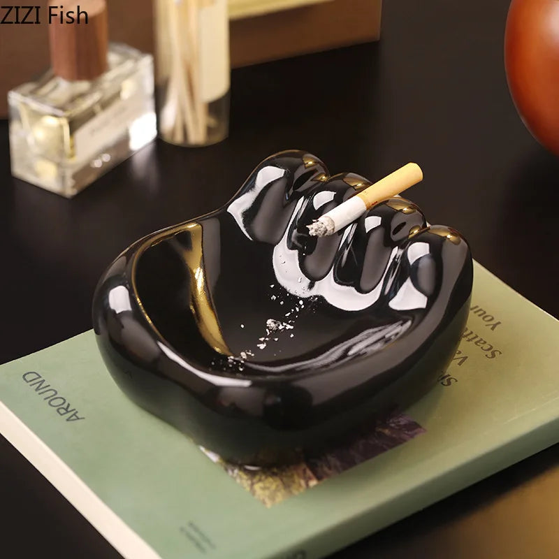 Afralia™ Modern Palm Shape Ceramic Ashtray for Smoking Weed, Home Decor & Gifts