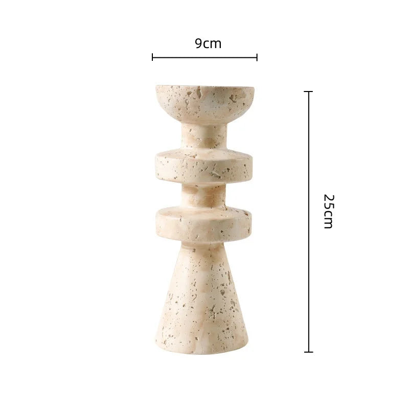 Afralia™ Marble Effect Geometric Candle Holder Home Decor Statue
