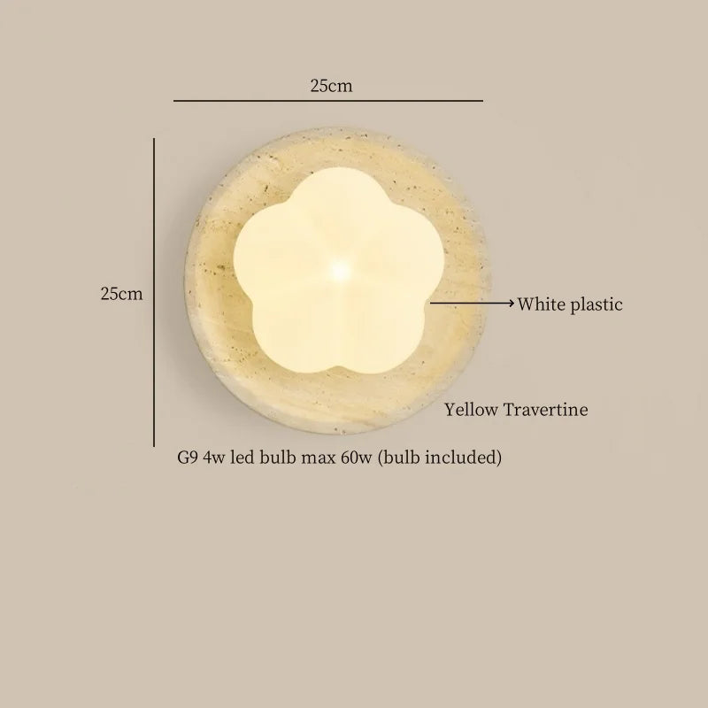 Afralia™ Modern Cotton LED Wall Lamp Pull Chain Switch Yellow Travertine Nordic Bedroom Living Room