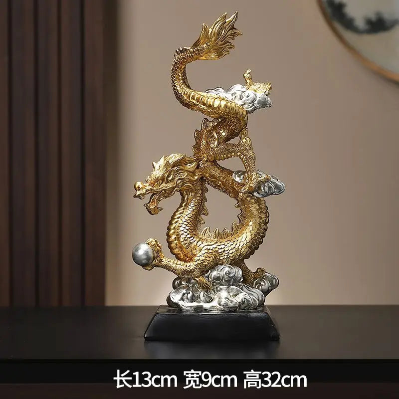 Dragon Phoenix Resin Sculpture by Afralia™ for Home Office Decor & Bookshelf Ornament