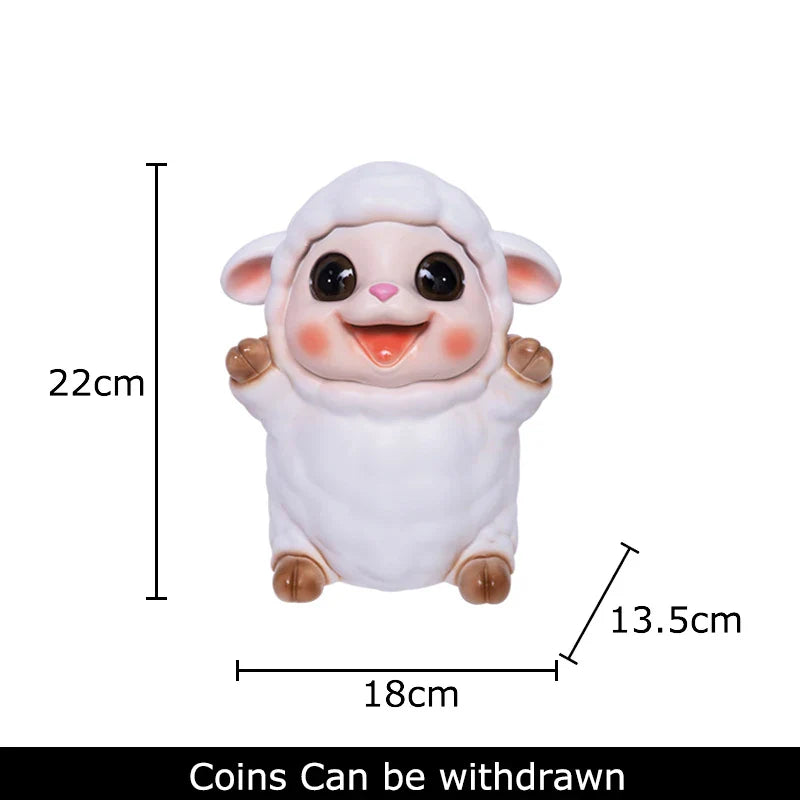 Afralia™ Little Lamb Child Savings Jar Piggy Bank Aesthetic Desk Ornament Sculpture