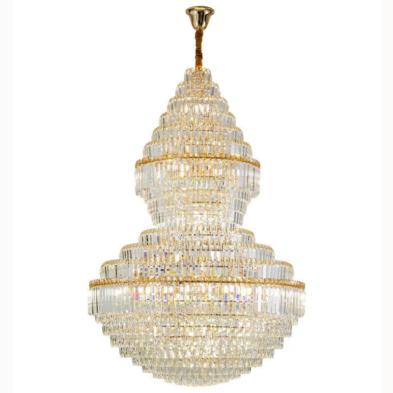 Afralia™ Crystal Hollow Chandelier for Luxury Living Room and Stair Lamps