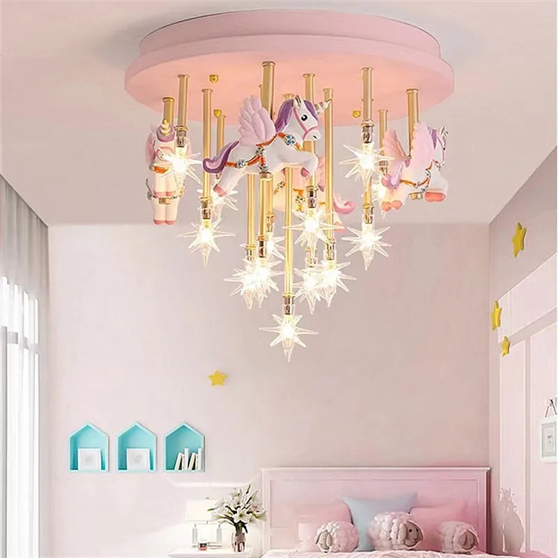 Afralia™ Star Anime Animal Ceiling Light for Kids Room Decor