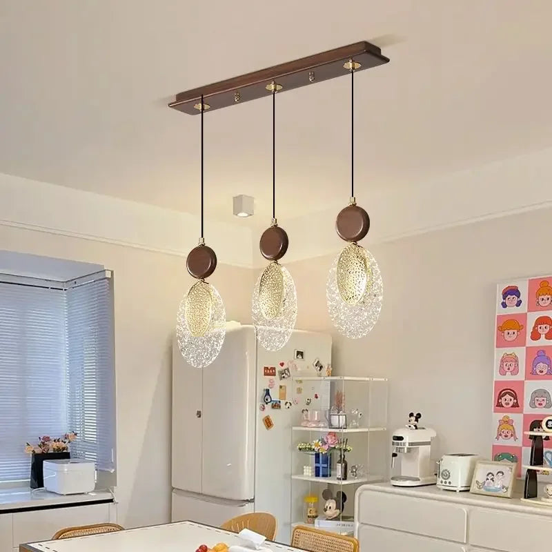 Afralia™ Vintage Chinese Walnut Wood Chandelier | Luxe Tea Room Pendant Light