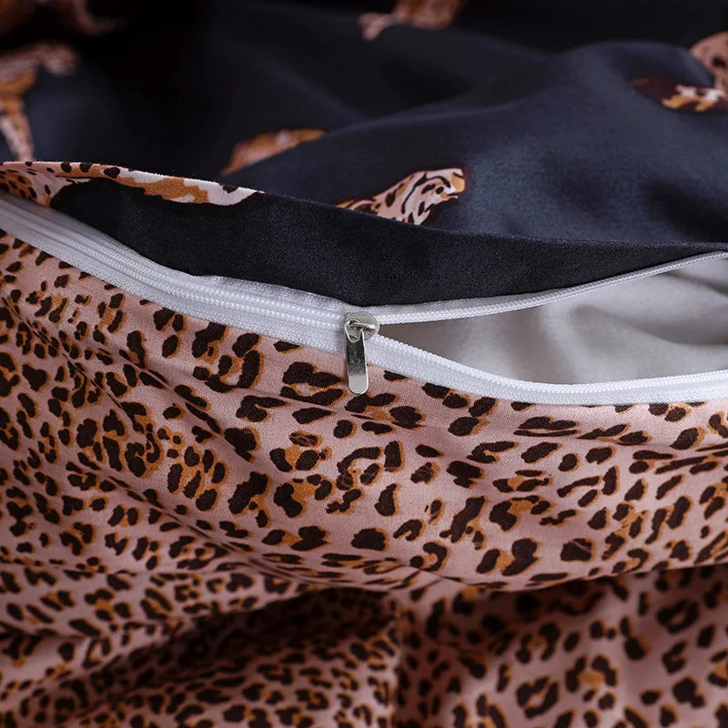 Afralia™ Leopard Print Duvet Set for Double/Queen/King Size Beds