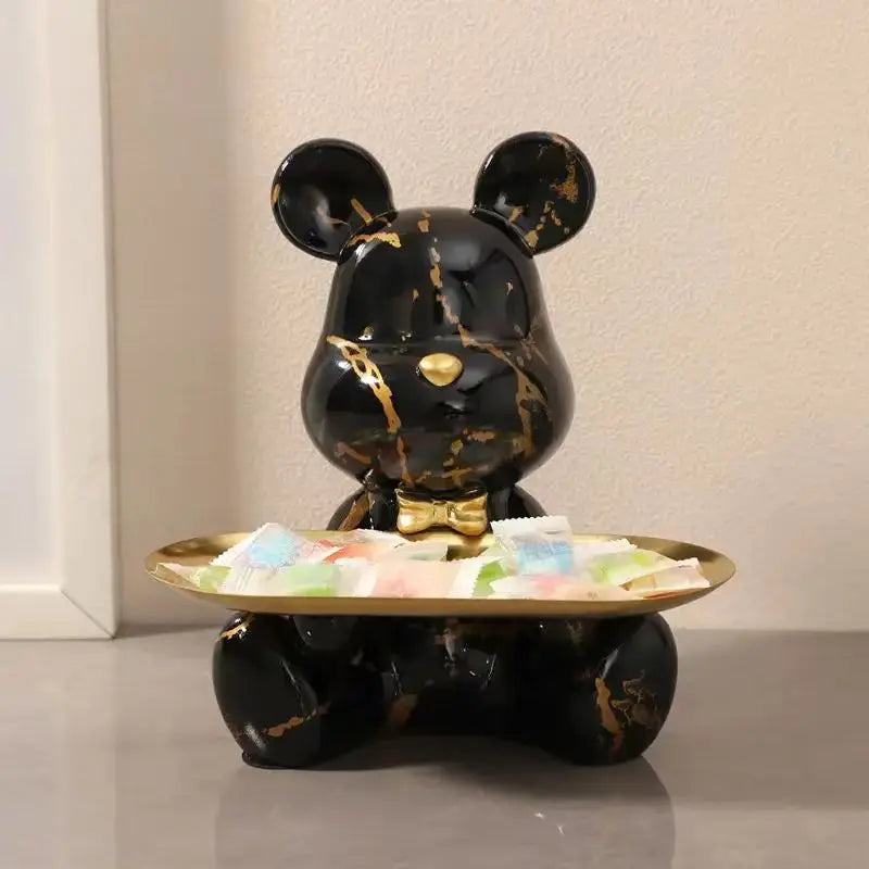 Afralia™ Graffiti Bear Figurine Statue Key Shelf Decor - Modern Table Sculpture