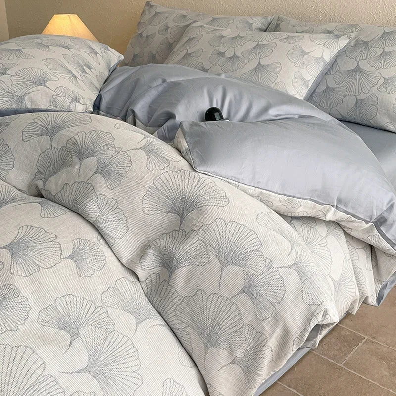 Afralia™ Luxury Cotton Flat Sheet Set Satin Jacquard Silky Bedding Single/Double Bed